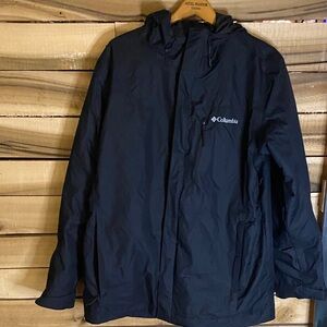 Columbia interchange Omnitech black Hooded parka windbreaker Jacket large